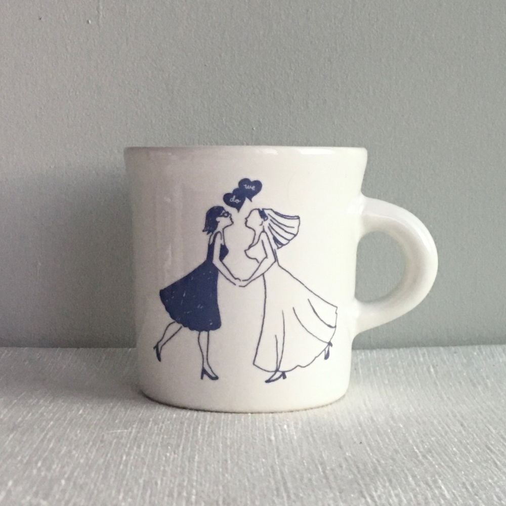 FISHS EDDY “we do” mug/ two women